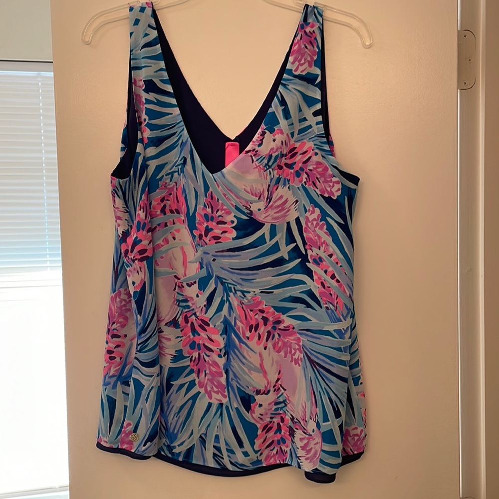 Lilly Pulitzer//Florin Reversible Top in Mr. Peacock Blue//Size L